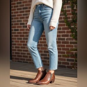 Frye Sacha Moto Shortie Cognac Leather Western Cowboy Pointy Toe Boho Ankle Boot